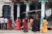 worshippers enter the Virupaksha temple complex, Hampi